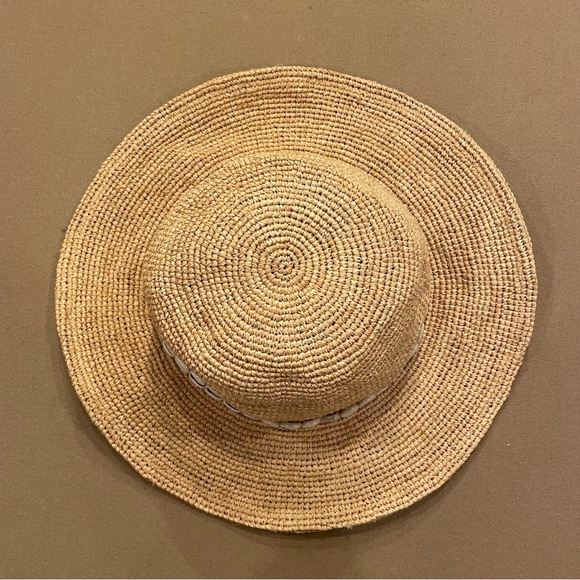 Zara Woven Rafia Sun Hat With Shell Trim - Picture 3 of 6